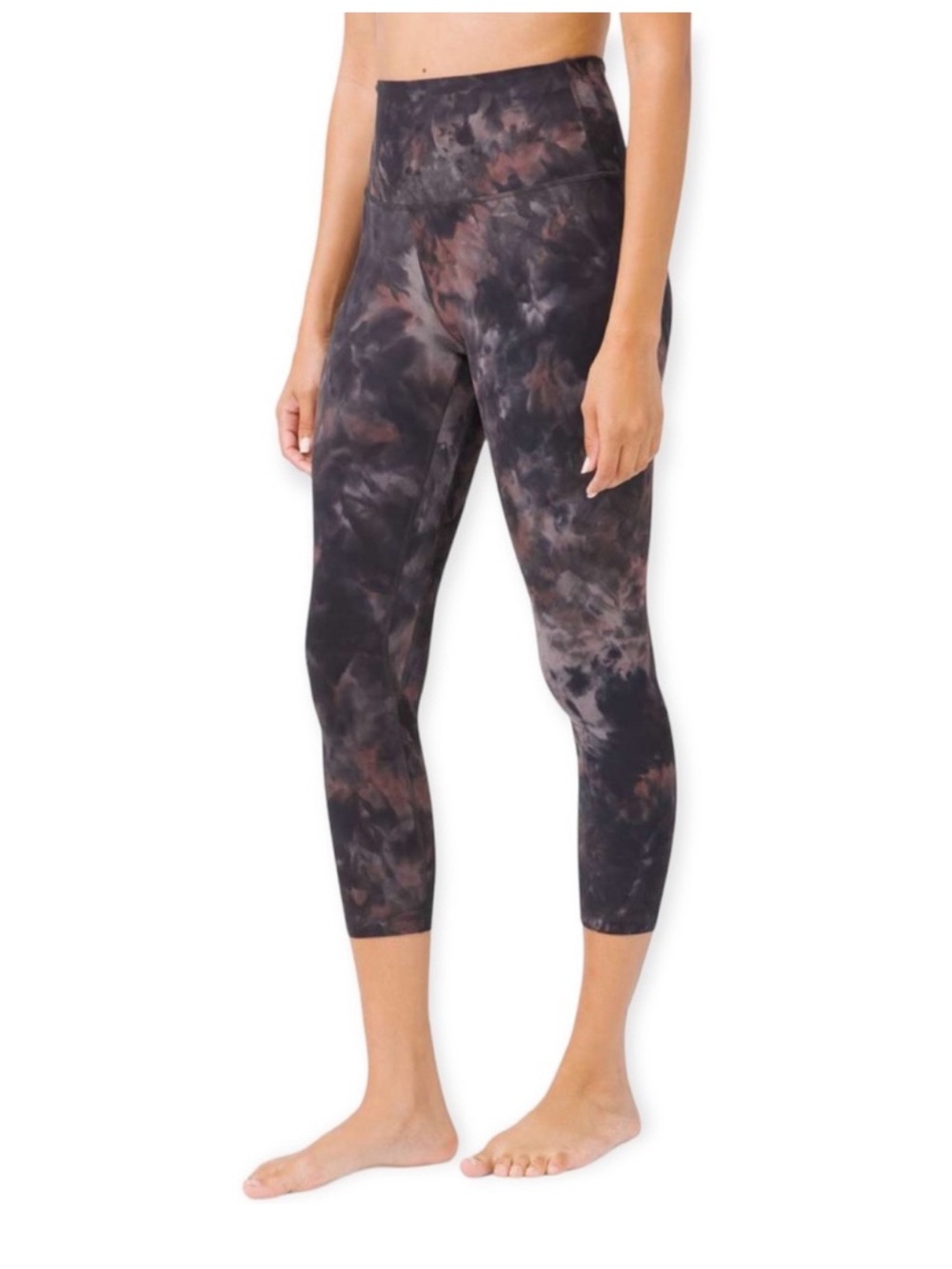 lululemon athletica Align Crop Leggings in Black and Brown Tie-Dye